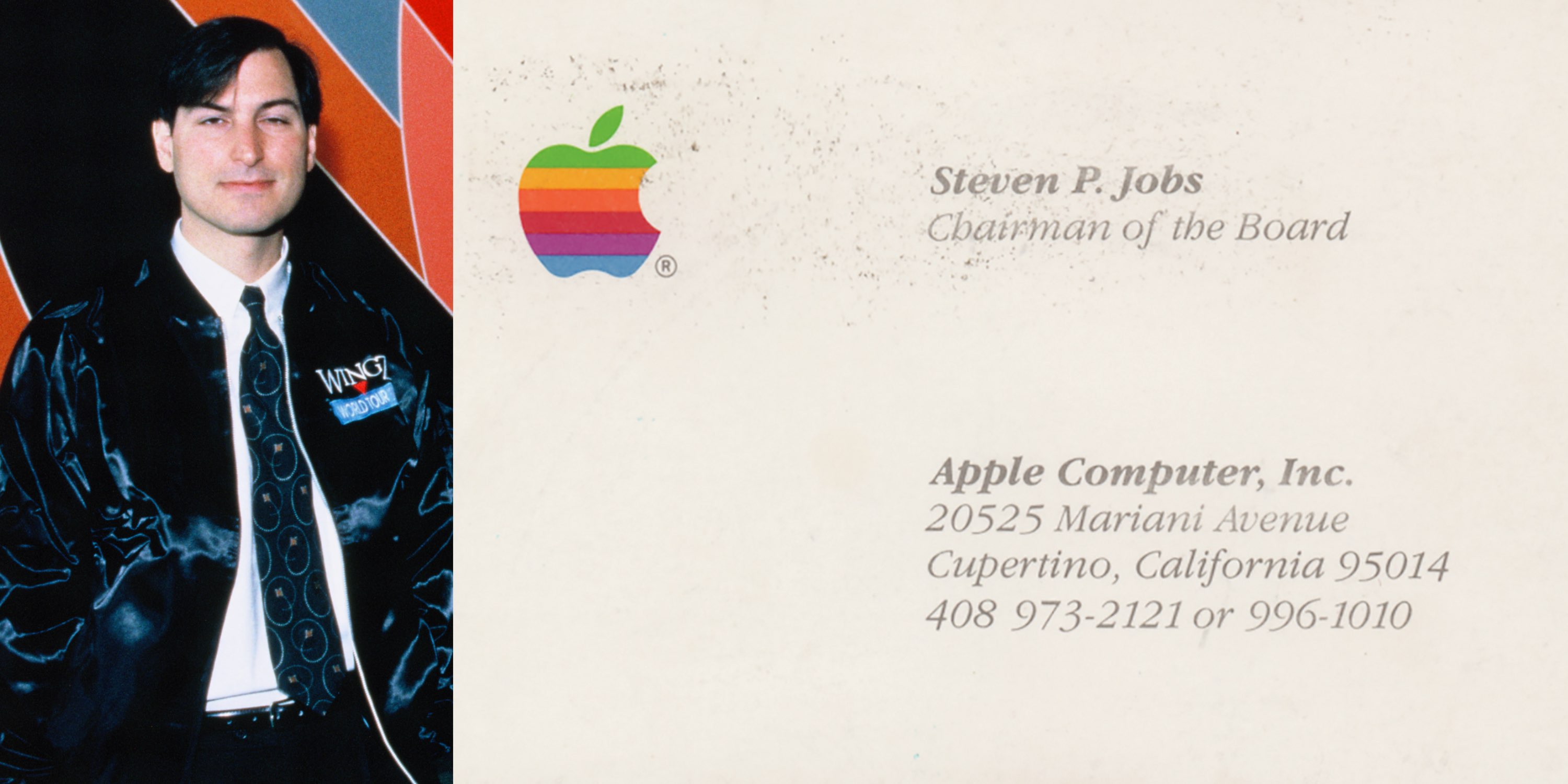 Steve Jobs' personal bomber jacket, vintage business card, and