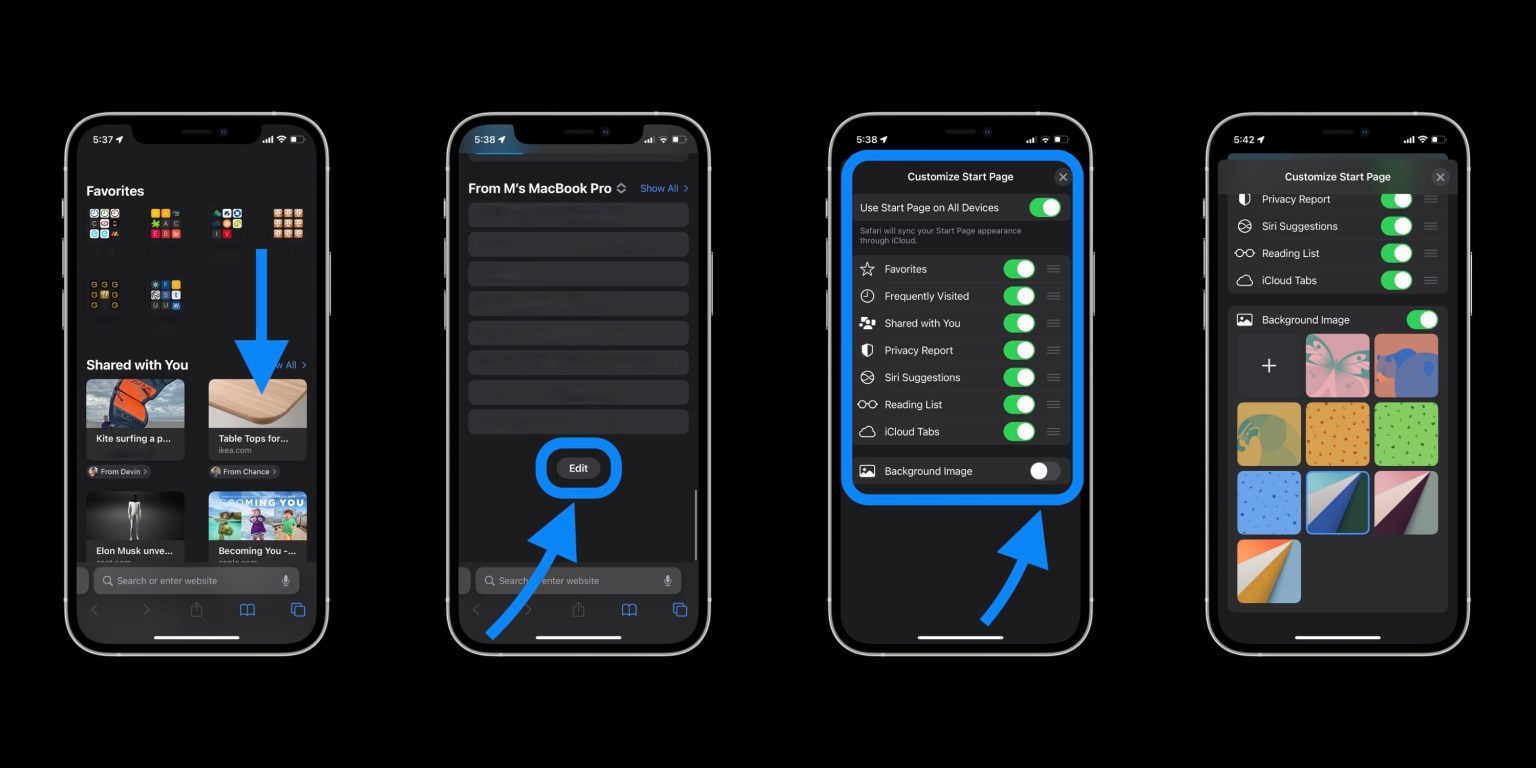 طريقة وضع خلفية في متصفح سفاري في تحديث iOS 15 
