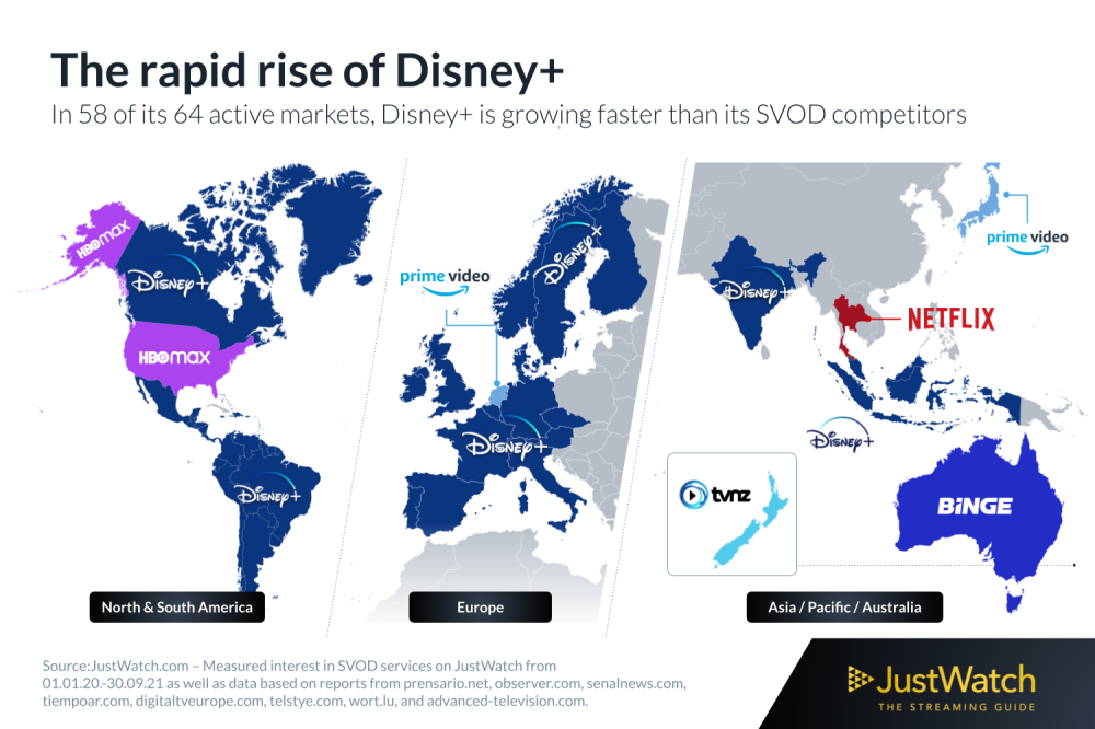 Disney+ and Apple TV+ market share.