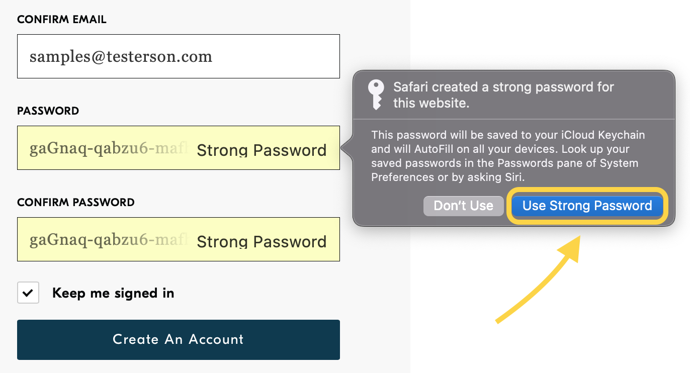 safari undo update password