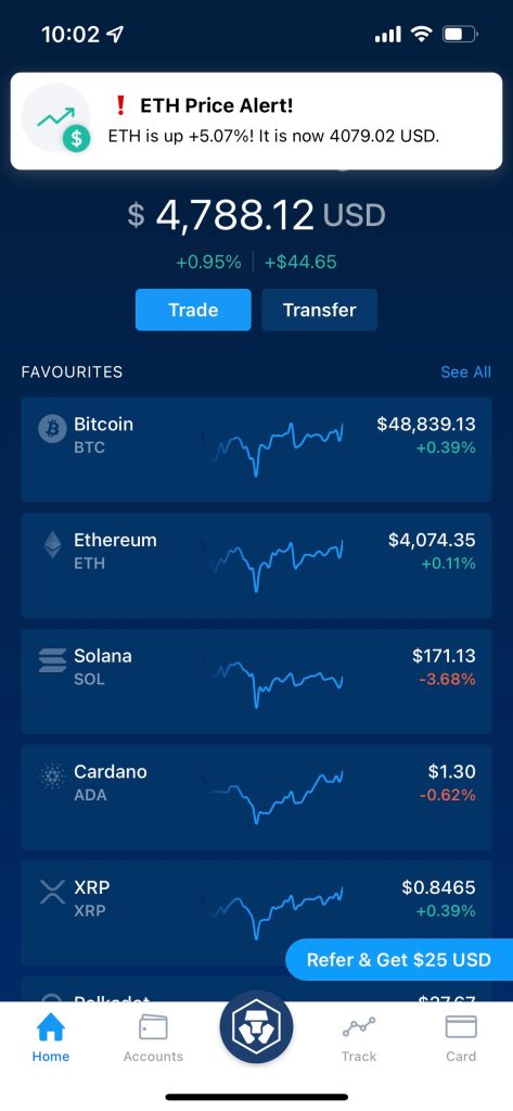 Crypto.com iOS app - Home Page