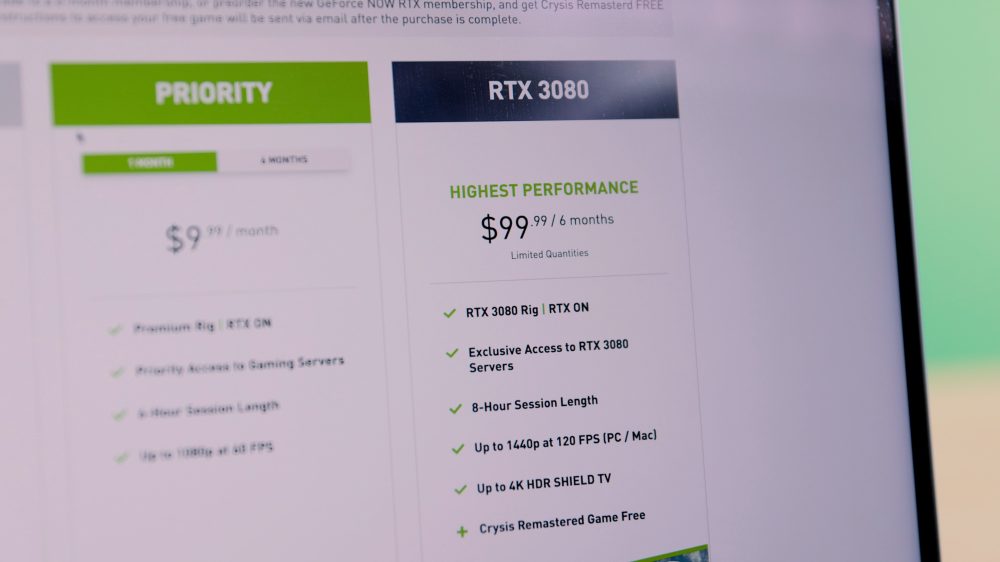 GeForce NOW RTX 3080 1-Month Memberships