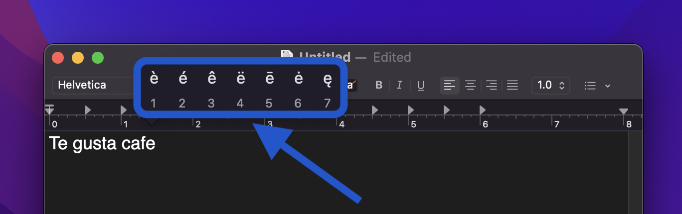How to do letter accents on Mac - walkthrough press and hold the letter