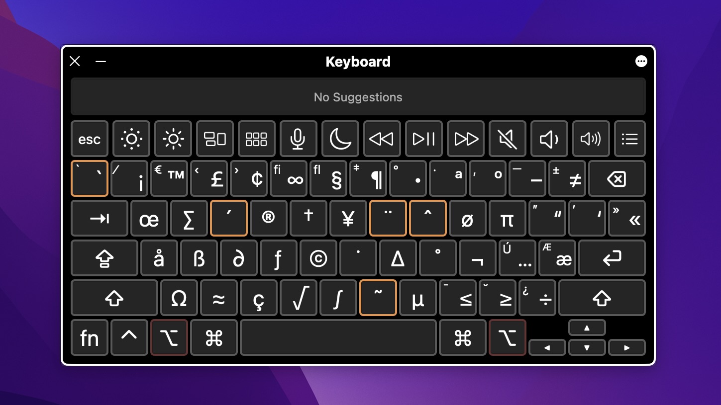 mac keyboard symbols punctuation