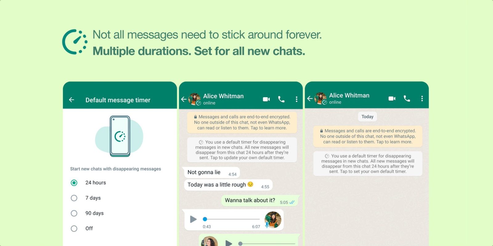 photo of WhatsApp for iOS adds default Disappearing Messages and Multiple Durations features image