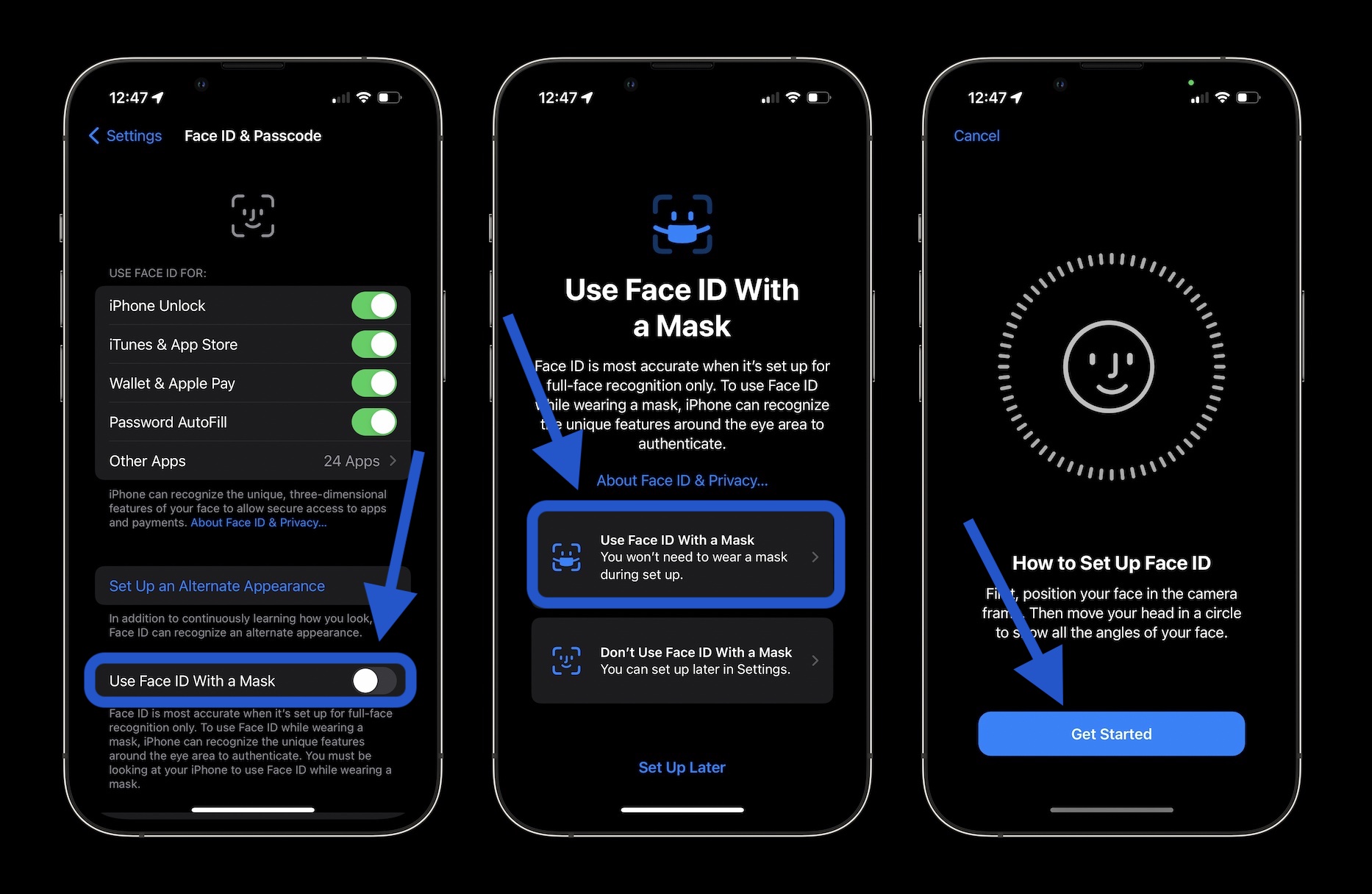 How to use iPhone Face ID With a Mask in iOS 15.4 walkthrough 1