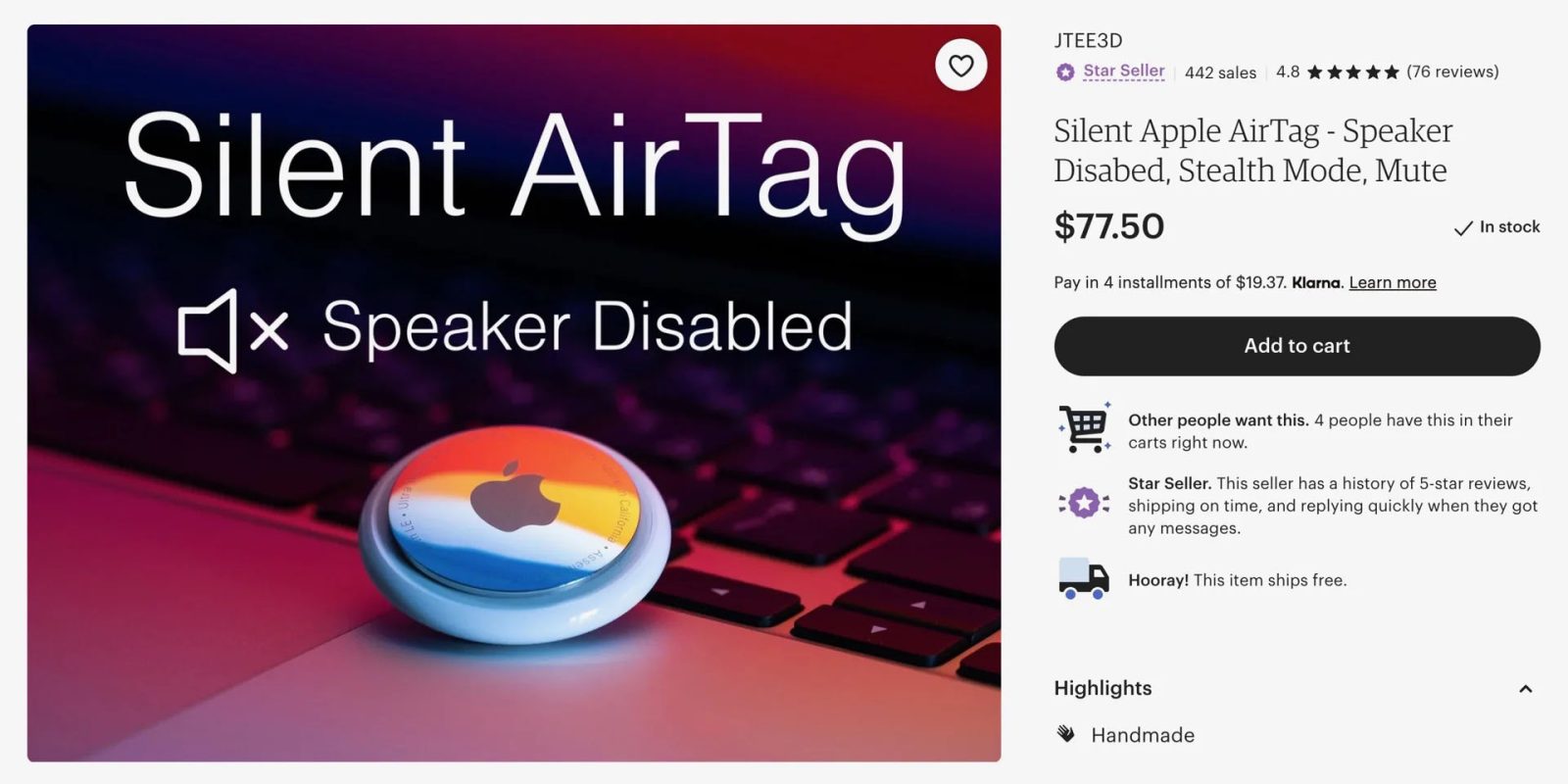 AirTags with deactivated speakers being sold