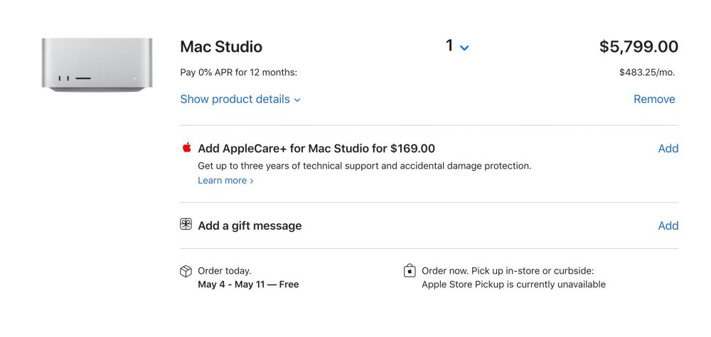 Mac Studio shipping estimates