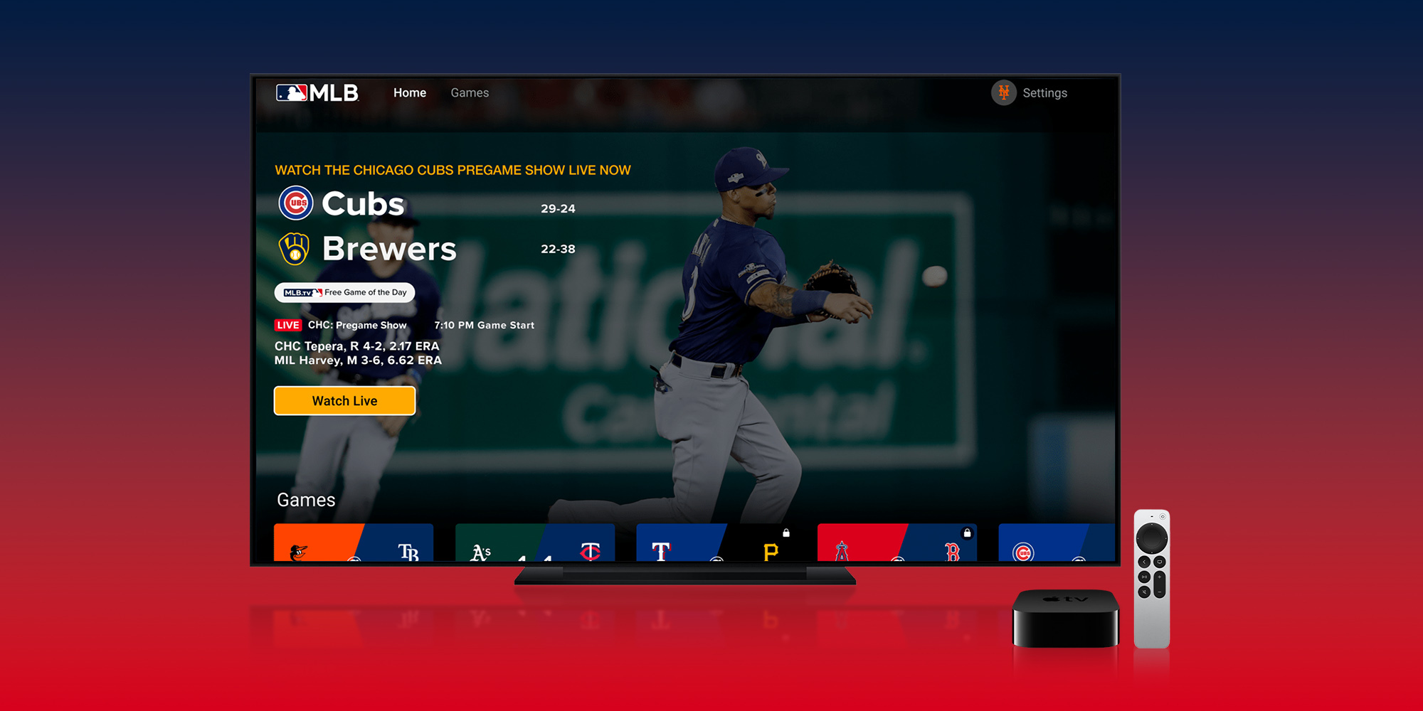 MLB.TV app for Apple TV overhauled for 2022 season - 9to5Mac