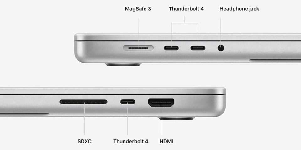 Photos of M1 MacBook Pro ports | Most M1 Mac Thunderbolt 4 ports don't support 10Gbs transfers