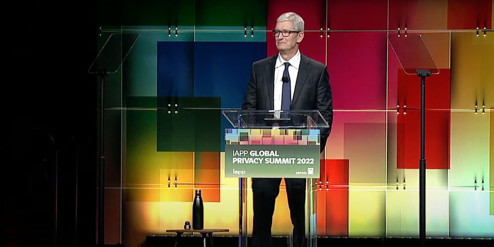 Tim Cook on stage | Tim Cook privacy speech at the IAPP Summit