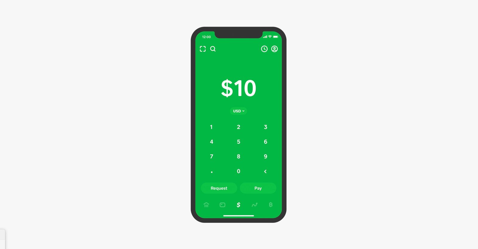 CashApp UI on iPhone