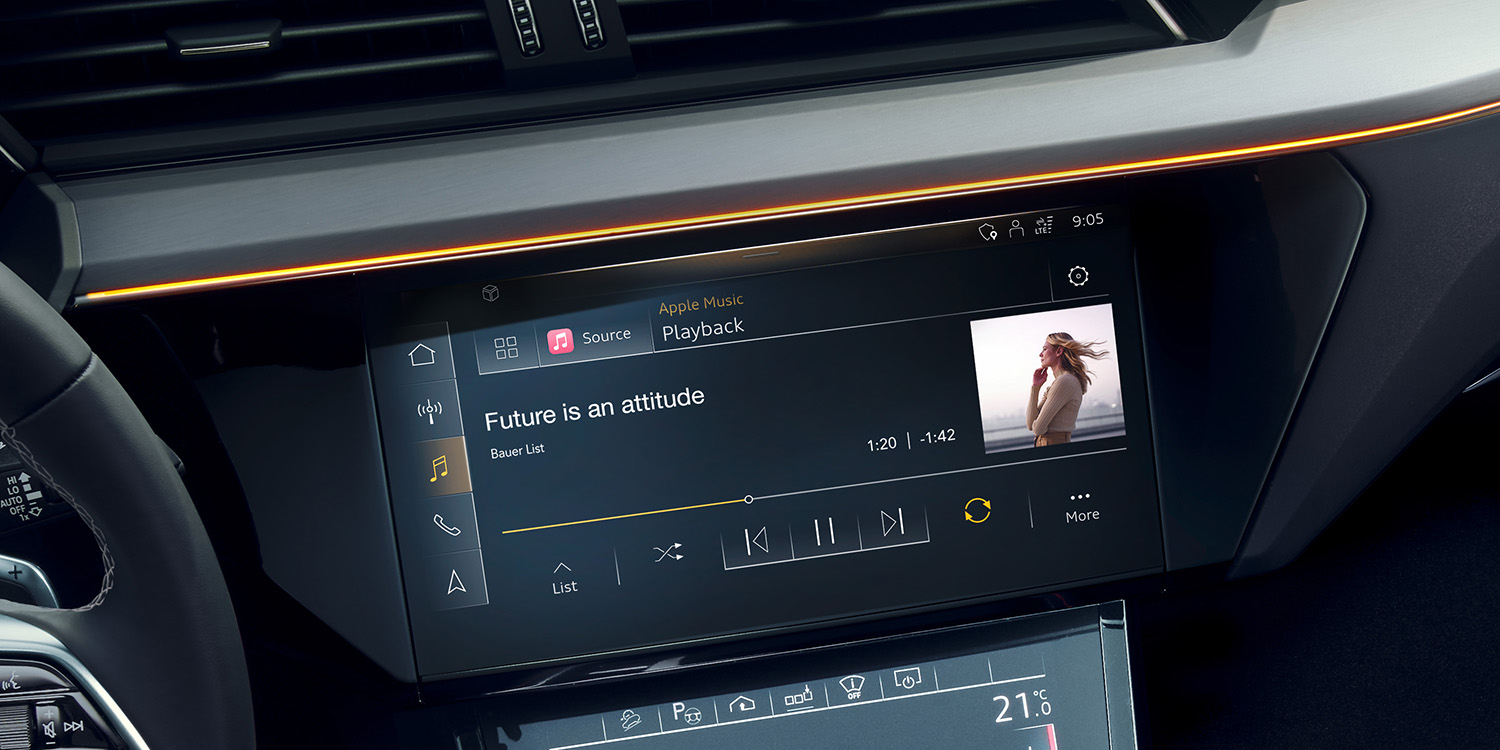 Audi Apple Music integration | Photo shows Apple Music on in-car screen