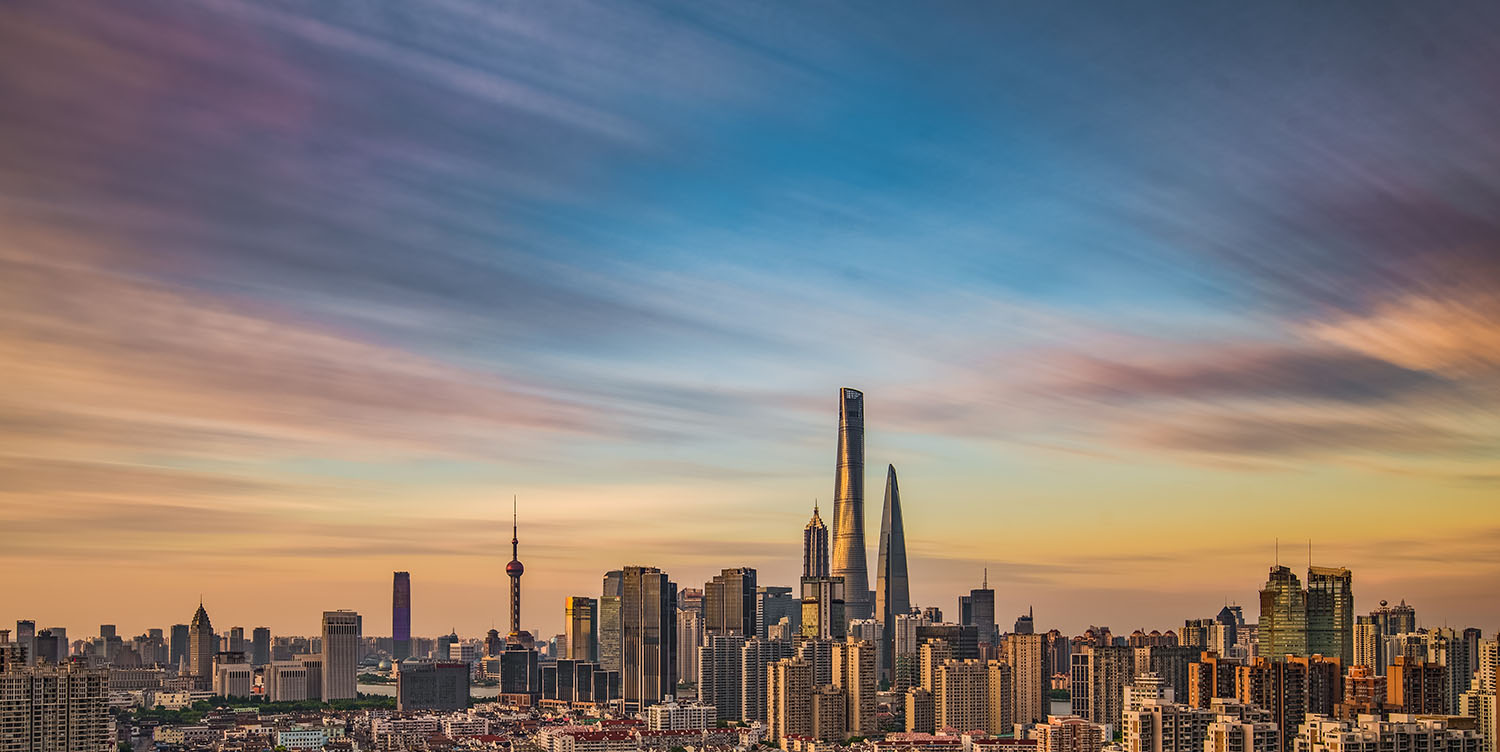 Chinese smartphone demand | Shanghai skyline at sunset
