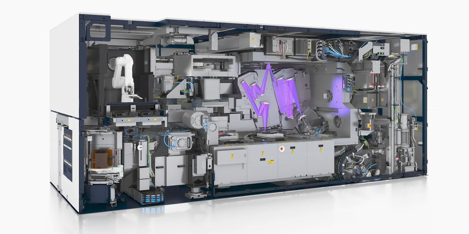 AMSL extreme ultraviolet lithography machine with case open | Chips for chipmaking machines are affected by chip shortage