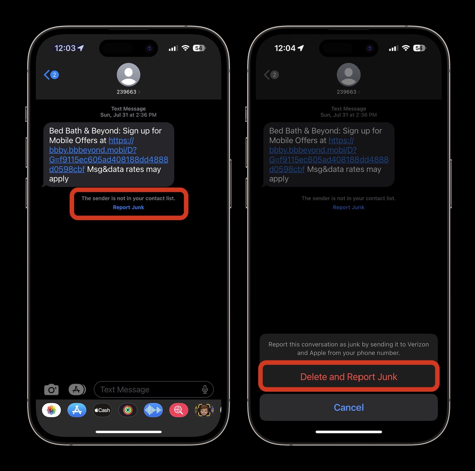 مسدود کردن پیام های متنی در آیفون گزارش اسپم