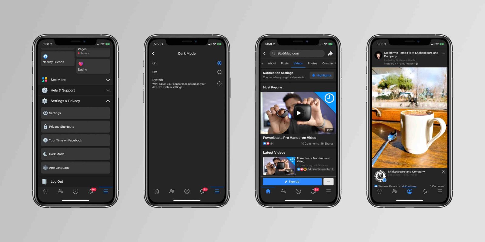 Facebook for iOS dark mode interface disappears for many users
