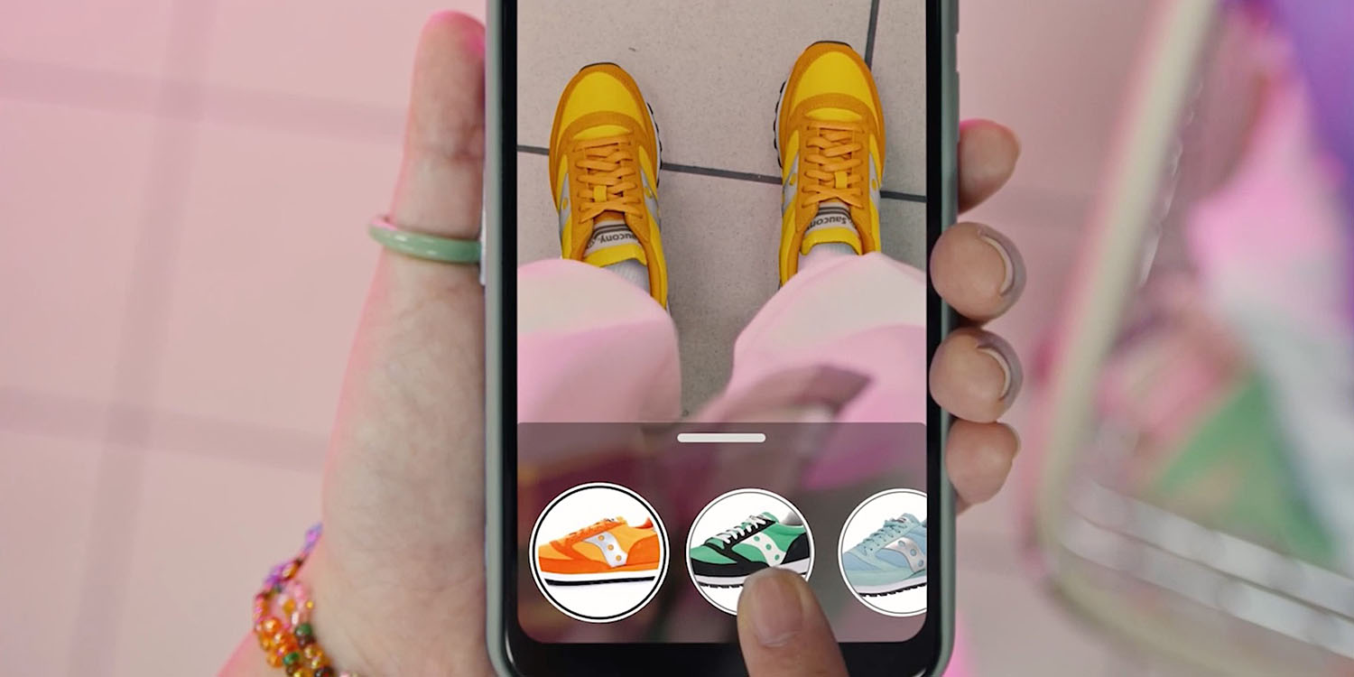 Amazon Virtual Try-On | Virtual shoes seen on real feet through an iPhone screen