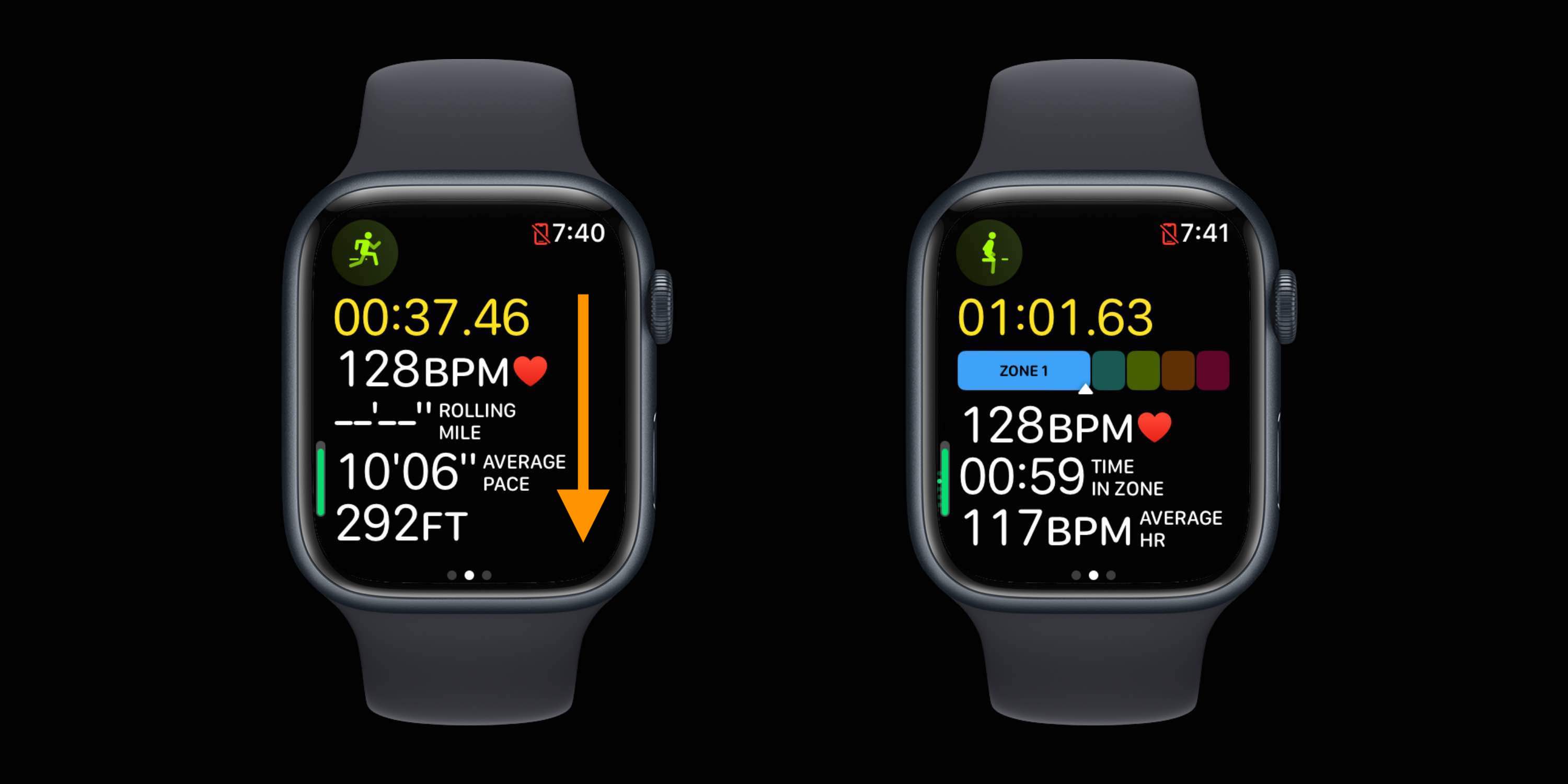 Zonas de frecuencia cardíaca de métricas de ejecución del Apple Watch