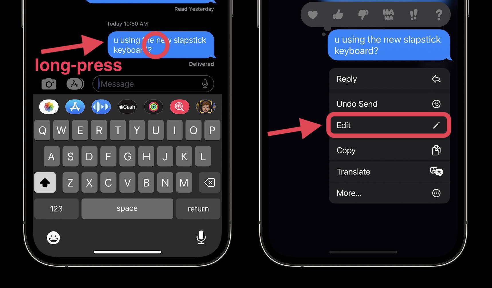 iMessages آیفون 1 را ویرایش کنید