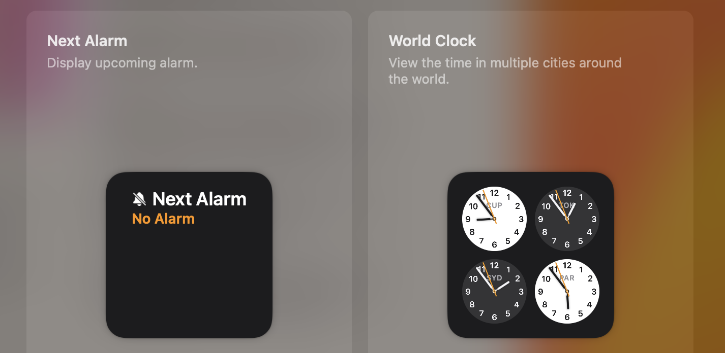 Приложение на часы watch 9. Mac часы приложение. Будильник на маке. Виджеты Mac os Ventura. Часы Макинтоша.