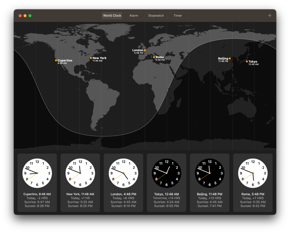 Световен часовник на Mac