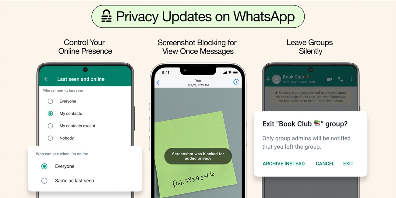 WhatsApp privacy | Screengrabs of the three new features