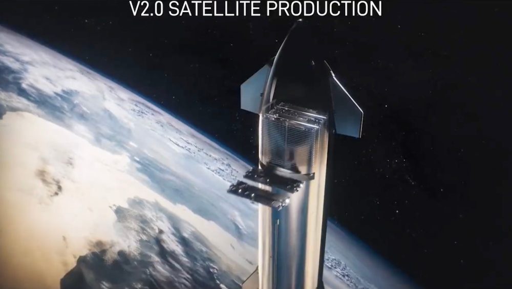 Rendering der SpaceX Starlink V2-Bereitstellung von Starship