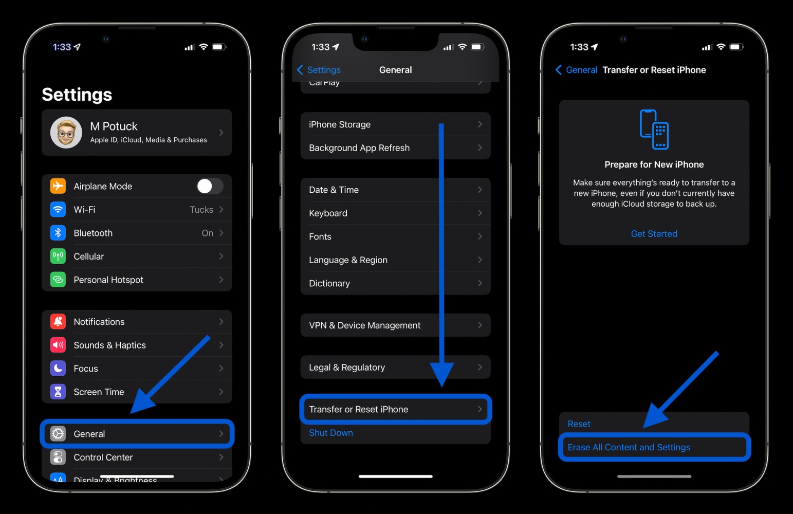 Transfer data to iPhone 14 erase reset