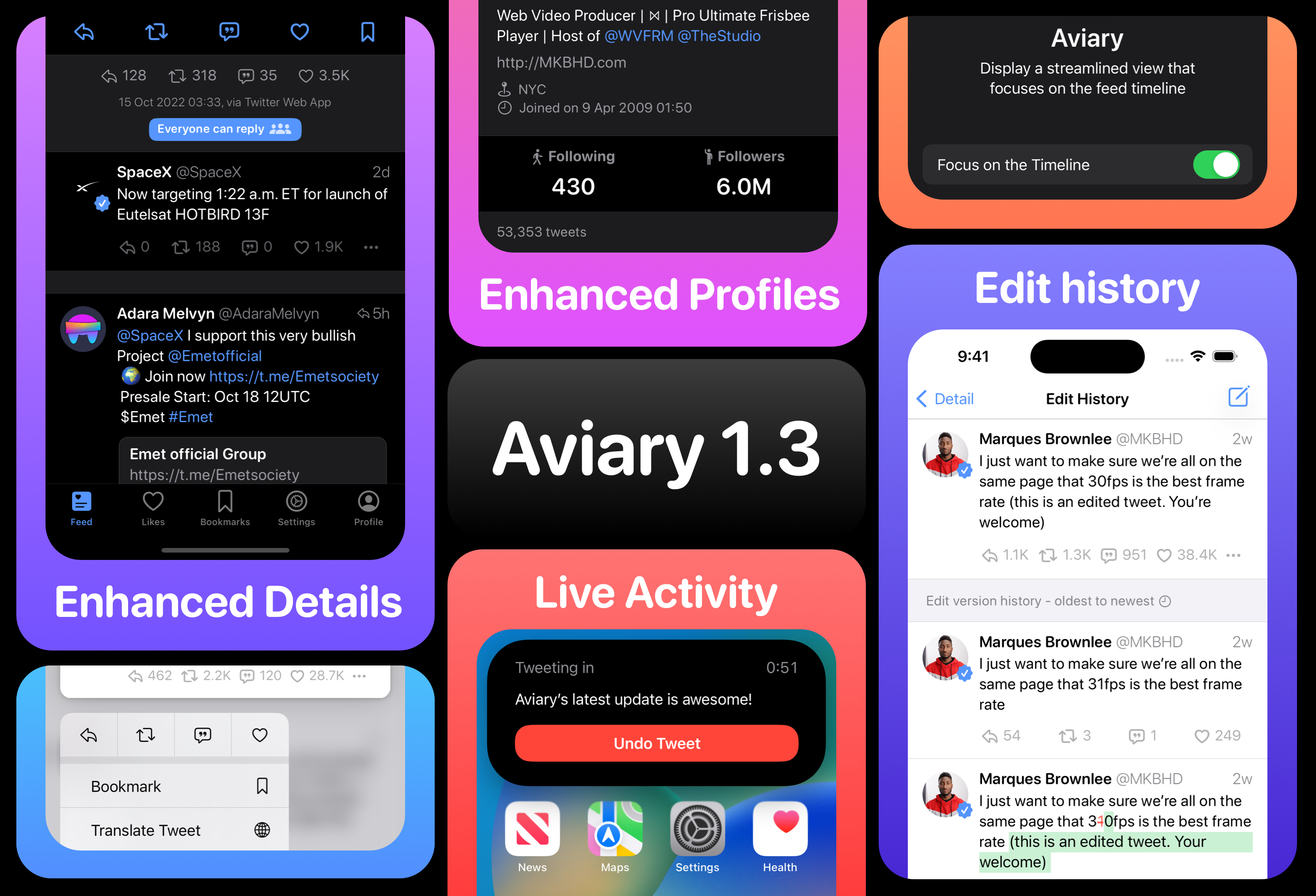 Aviary update with Live Activities and Dynamic Island.