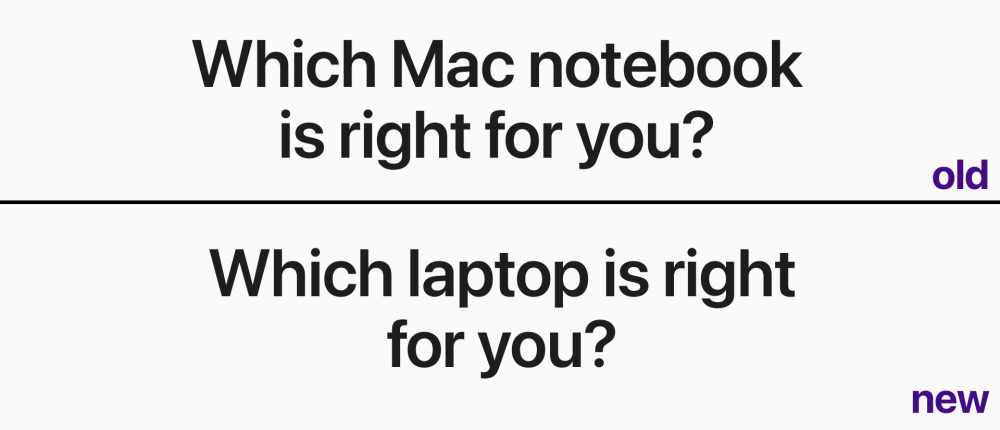 Mac notebooks to Mac laptops in Apple Store