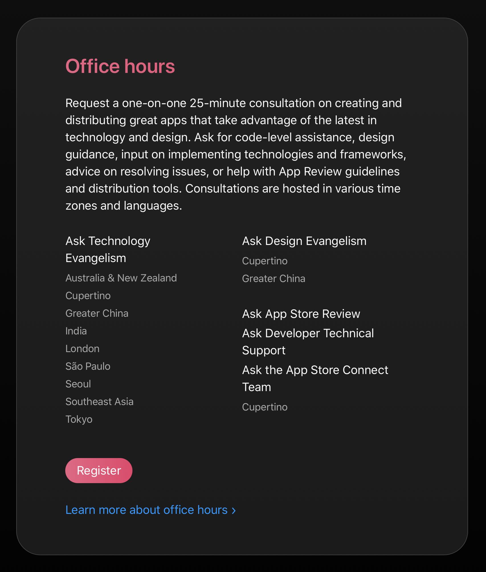 Ask Apple Office hours one-on-one