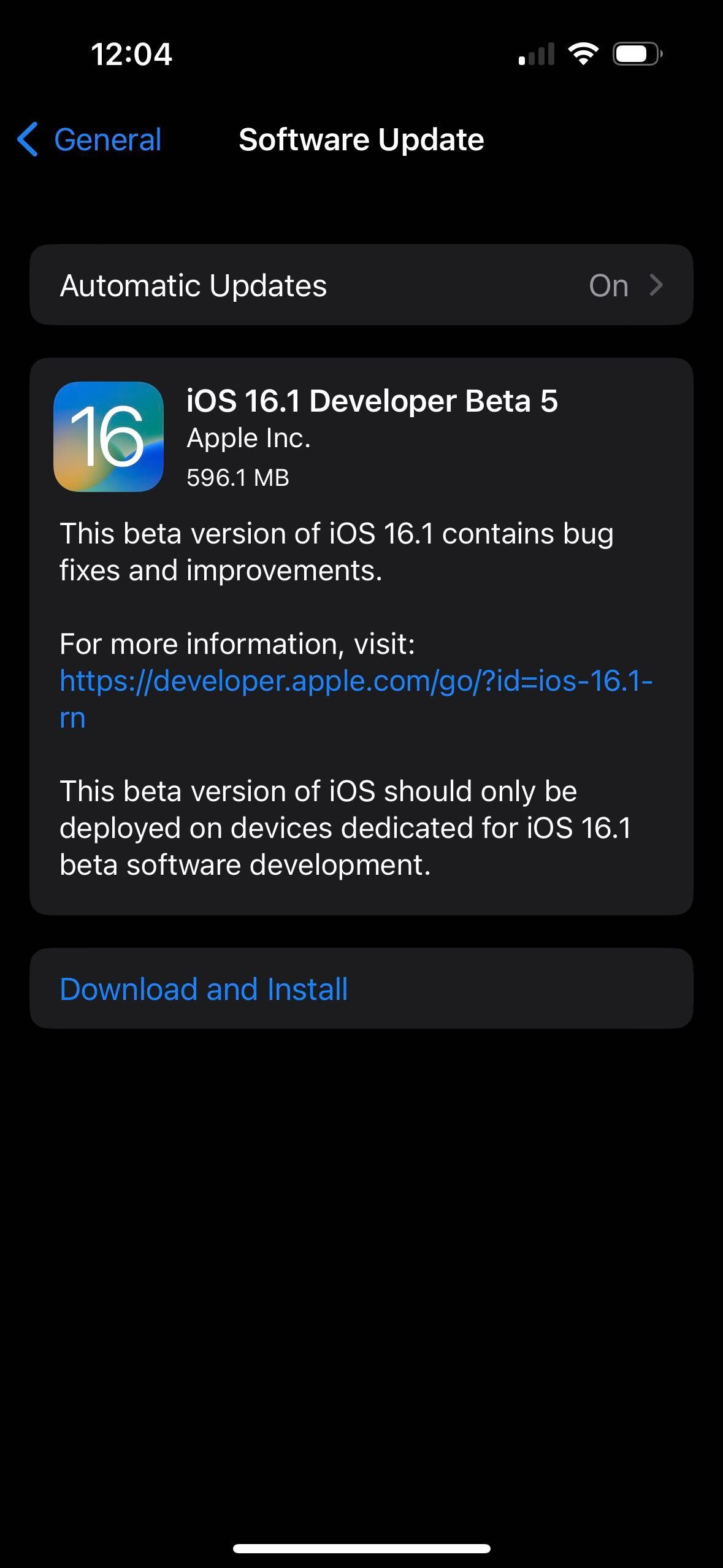 iOS 16.1 beta 5 update.
