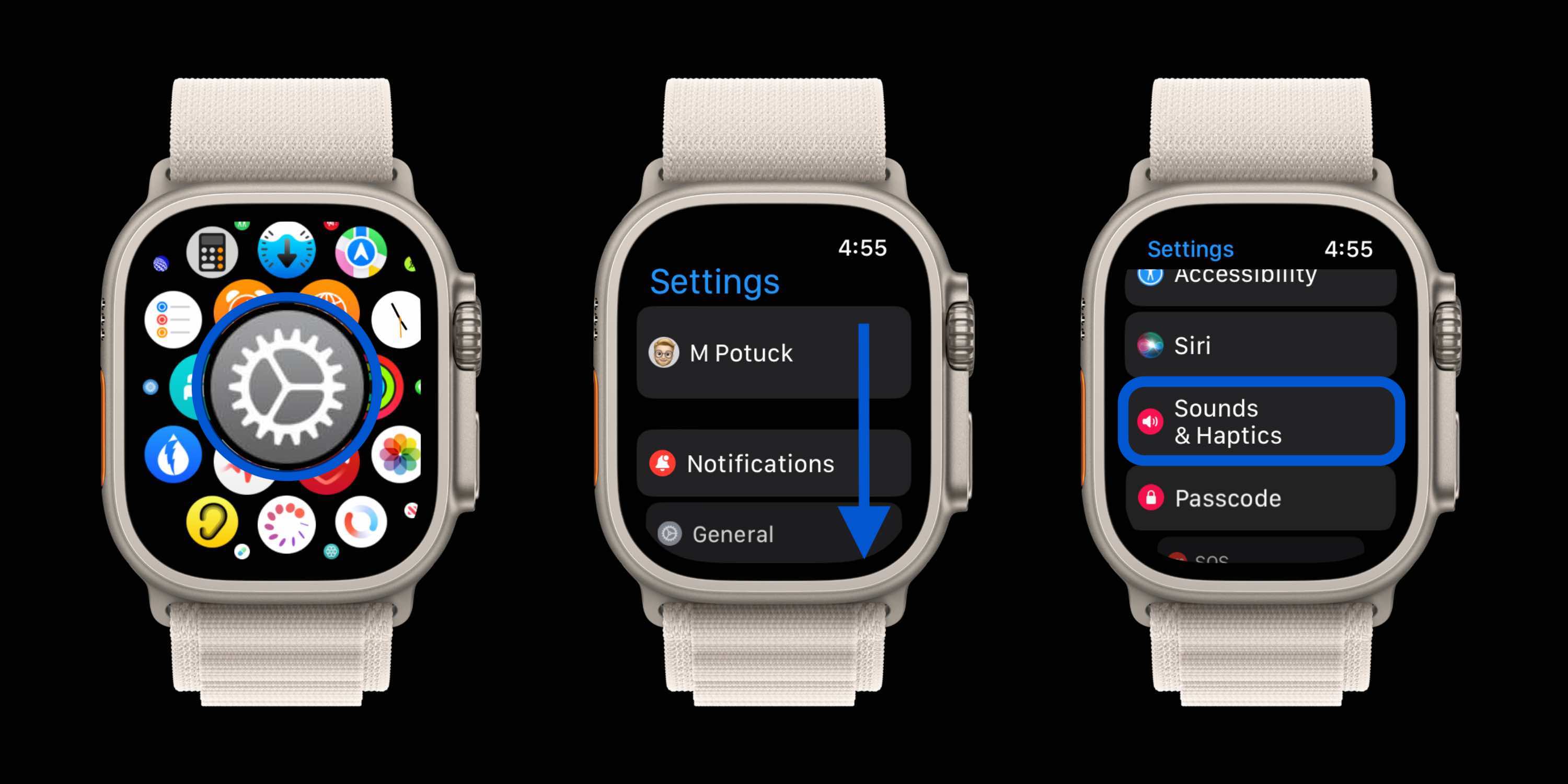 Change the audio and notification settings on your Apple Watch