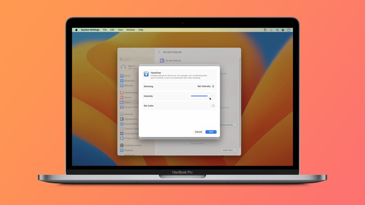 'HazeOver' dimming tool for macOS updated with support for Shortcuts and Focus Filters
