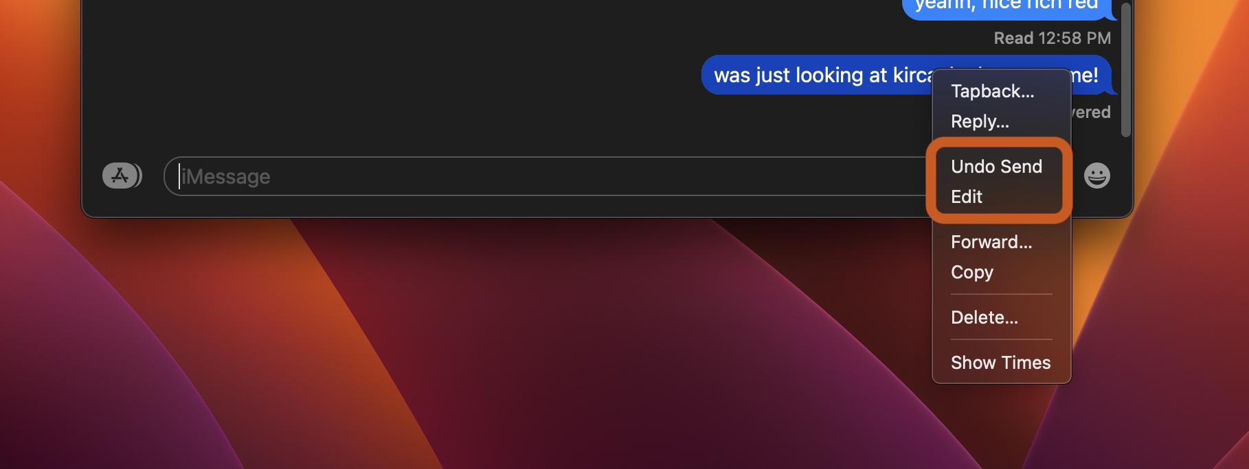 macOS Ventura includes Unsent Messages and edit
