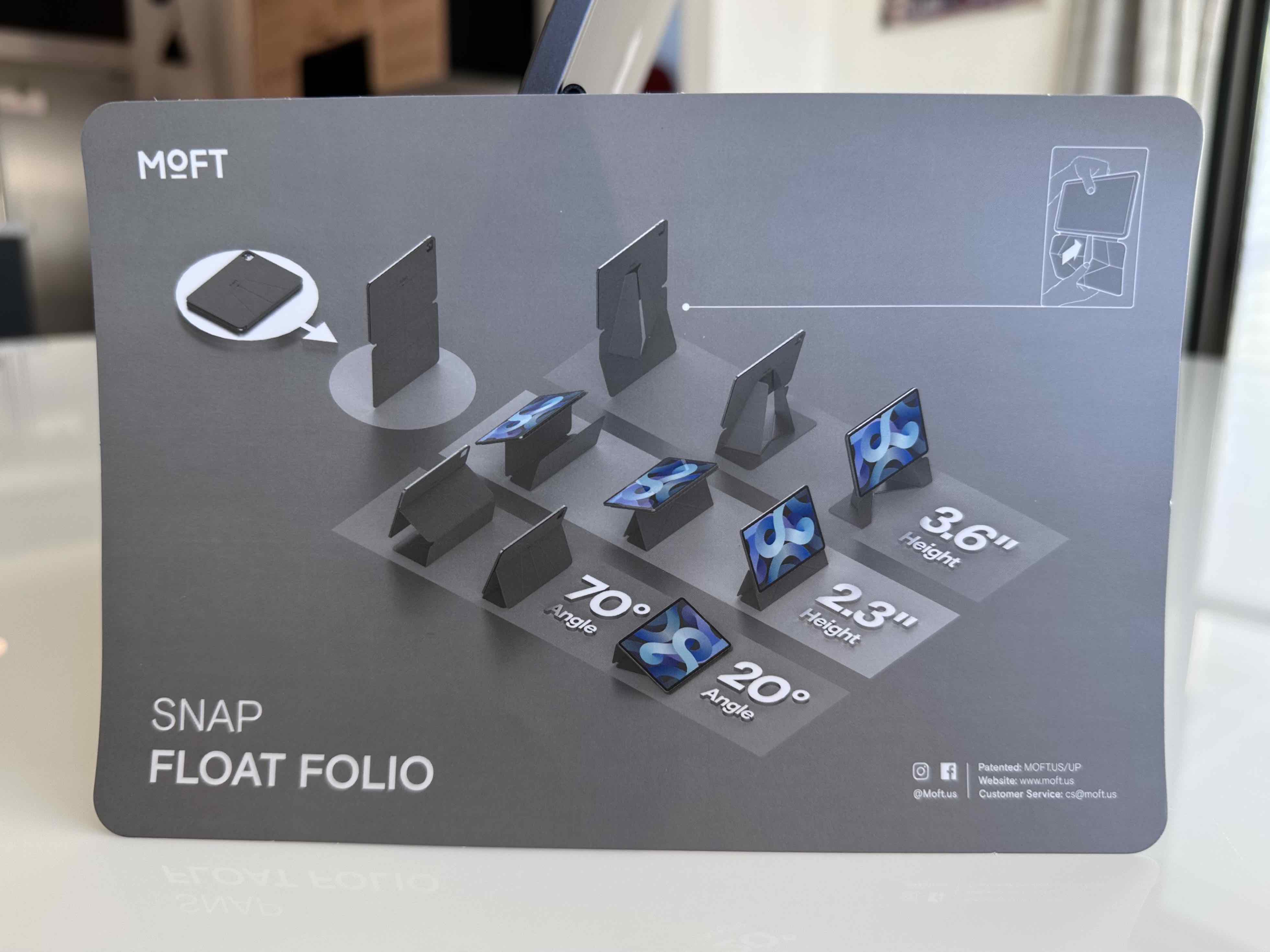 moft float folio ipad review instruction card