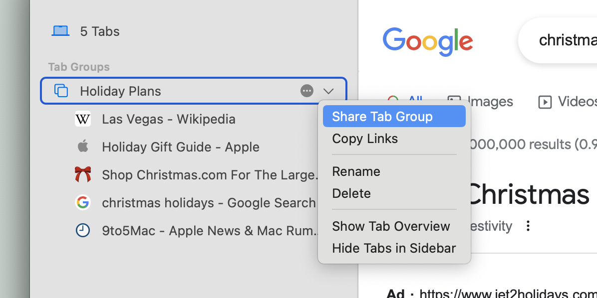 Shared tab groups How to share tabs and collaborate in Safari