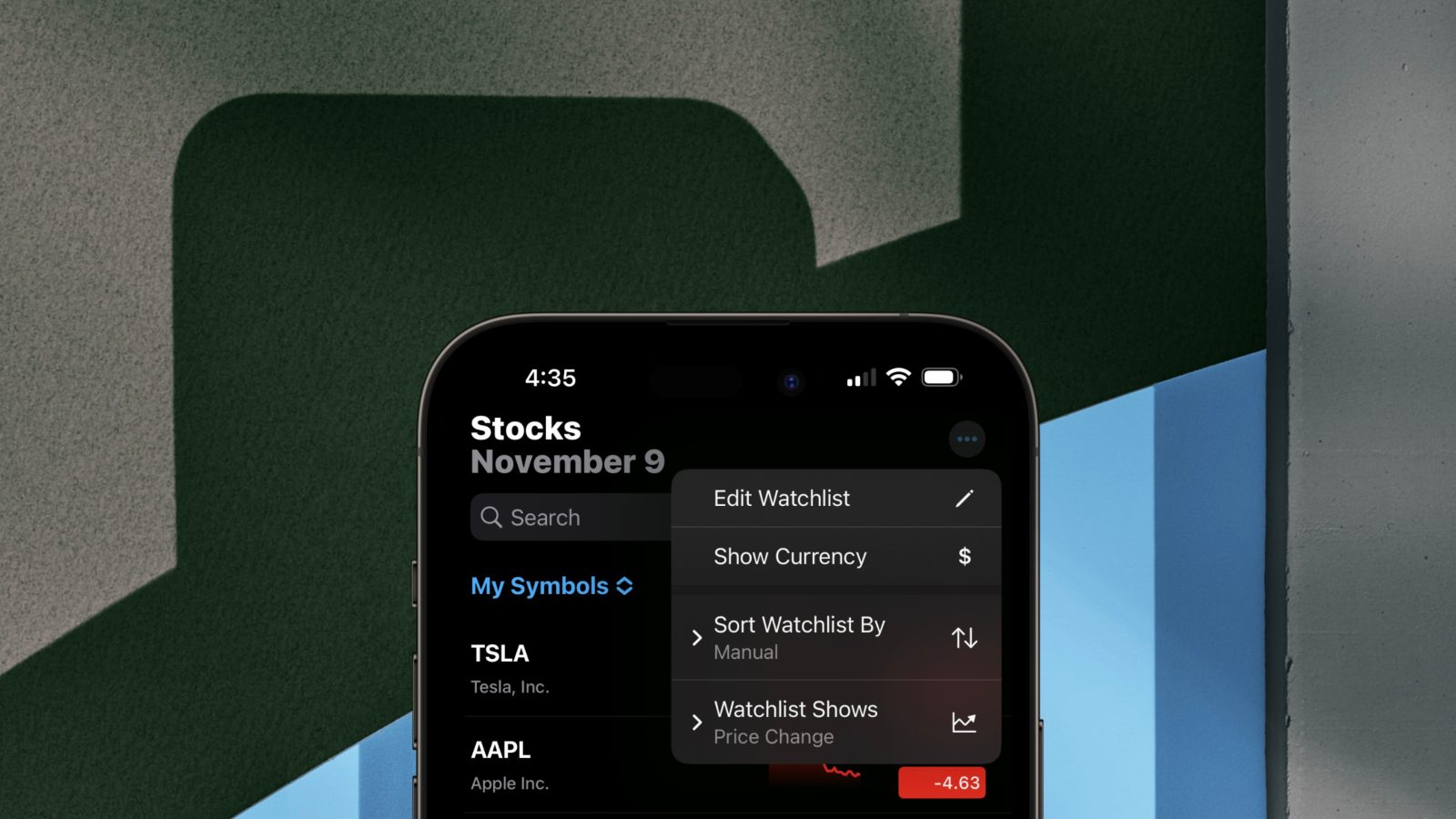 iOS 16 stocks app