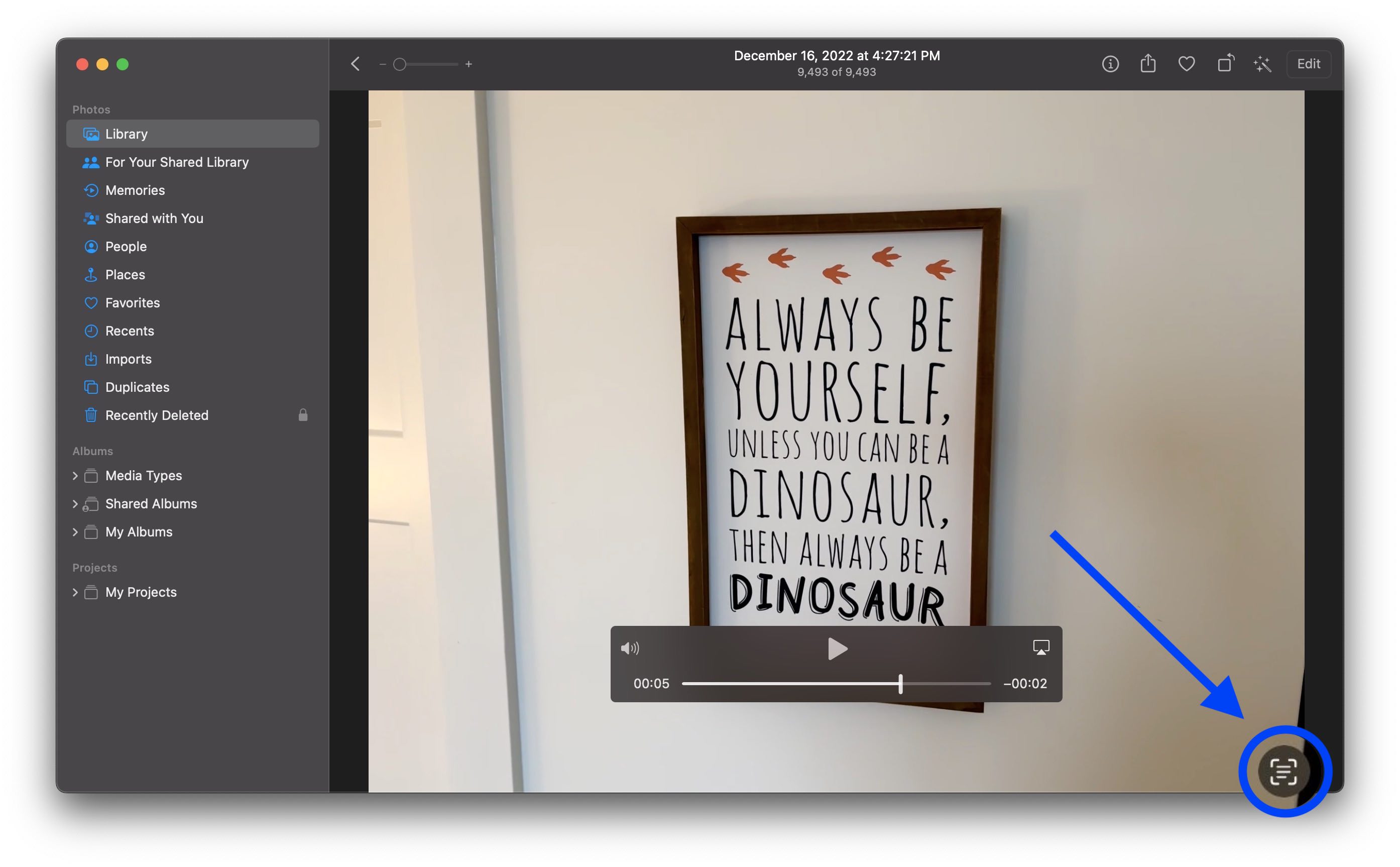 Copie texto de videos en Mac con macOS Ventura