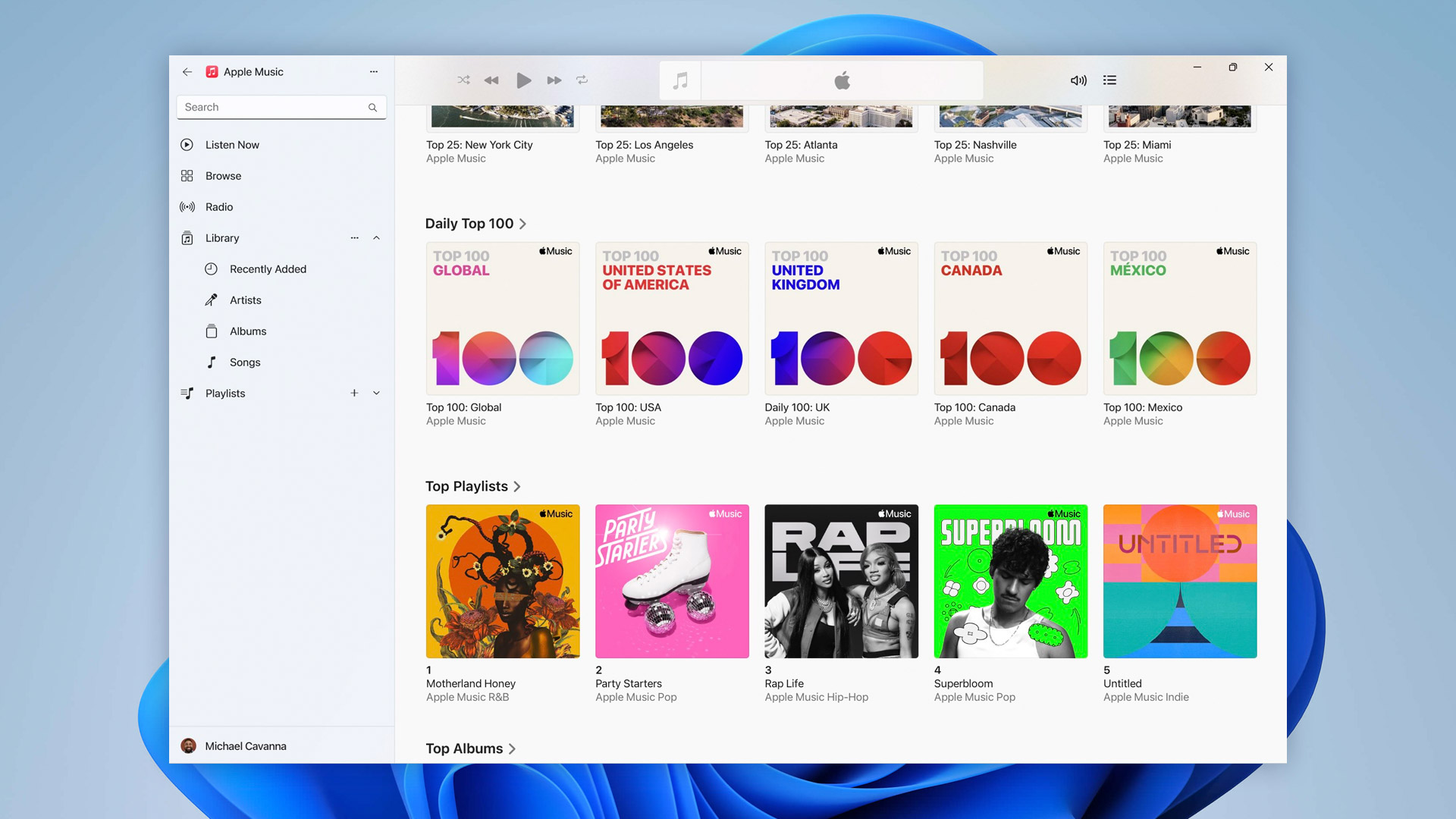 Aqui está uma primeira olhada nos aplicativos Apple Music, Apple TV e Apple Devices chegando ao Windows 11