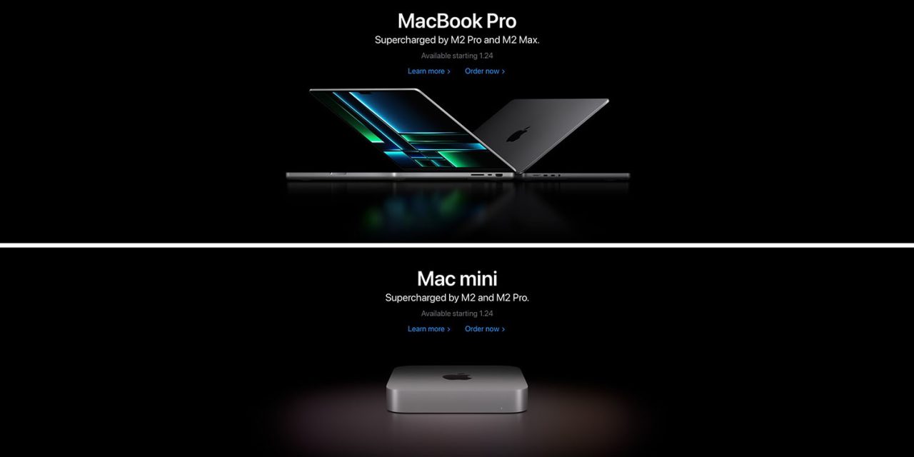 New M2 Macs on Apple's homepage