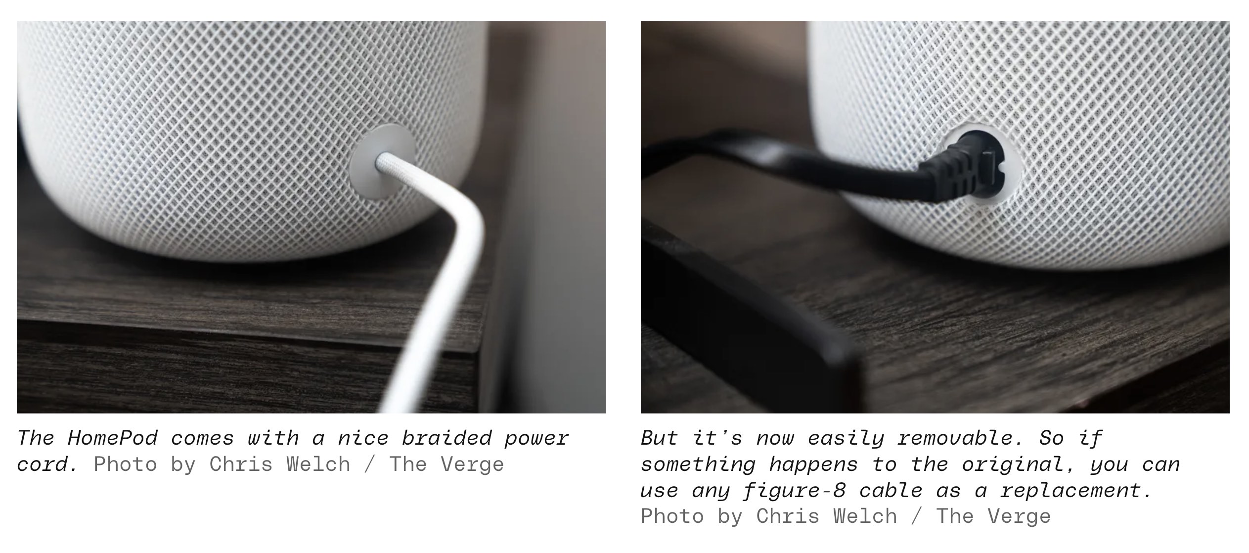 HomePod 2 removable power cord