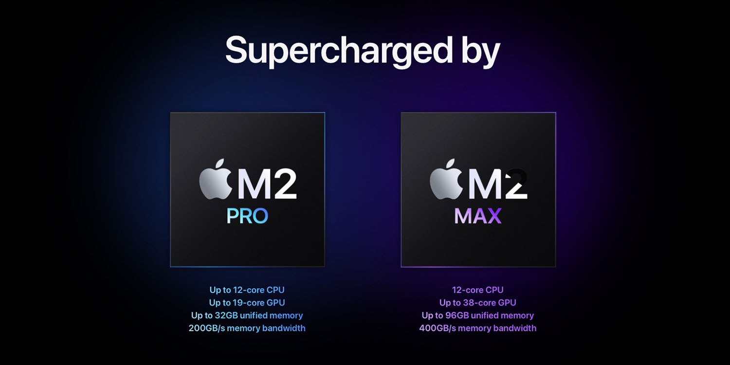 M2 Pro vs. M2 Max specifications