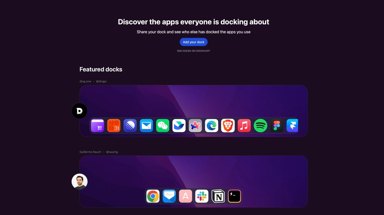 ‘Dockhunt? site lets you share your macOS dock and discover apps