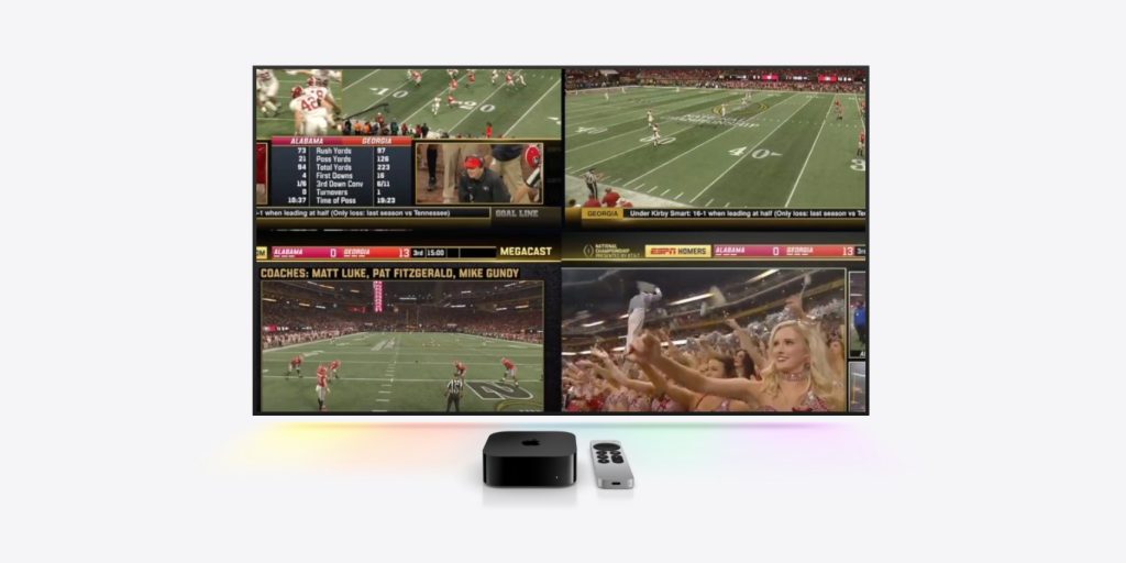 Quad box ESPN MultiCast on Apple TV