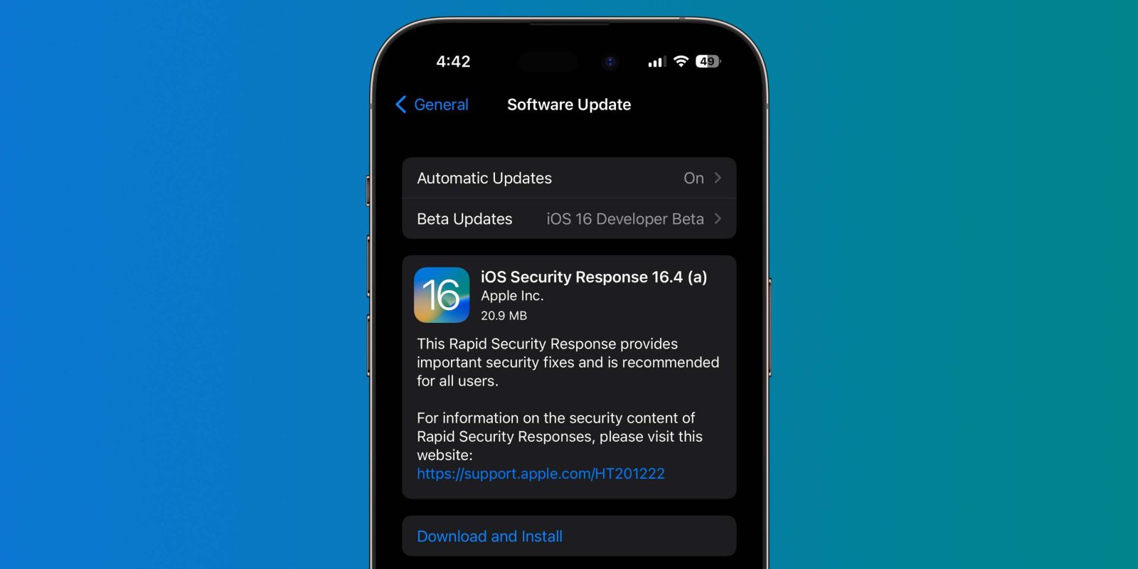 iOS 16.4 beat Rapid Security Res