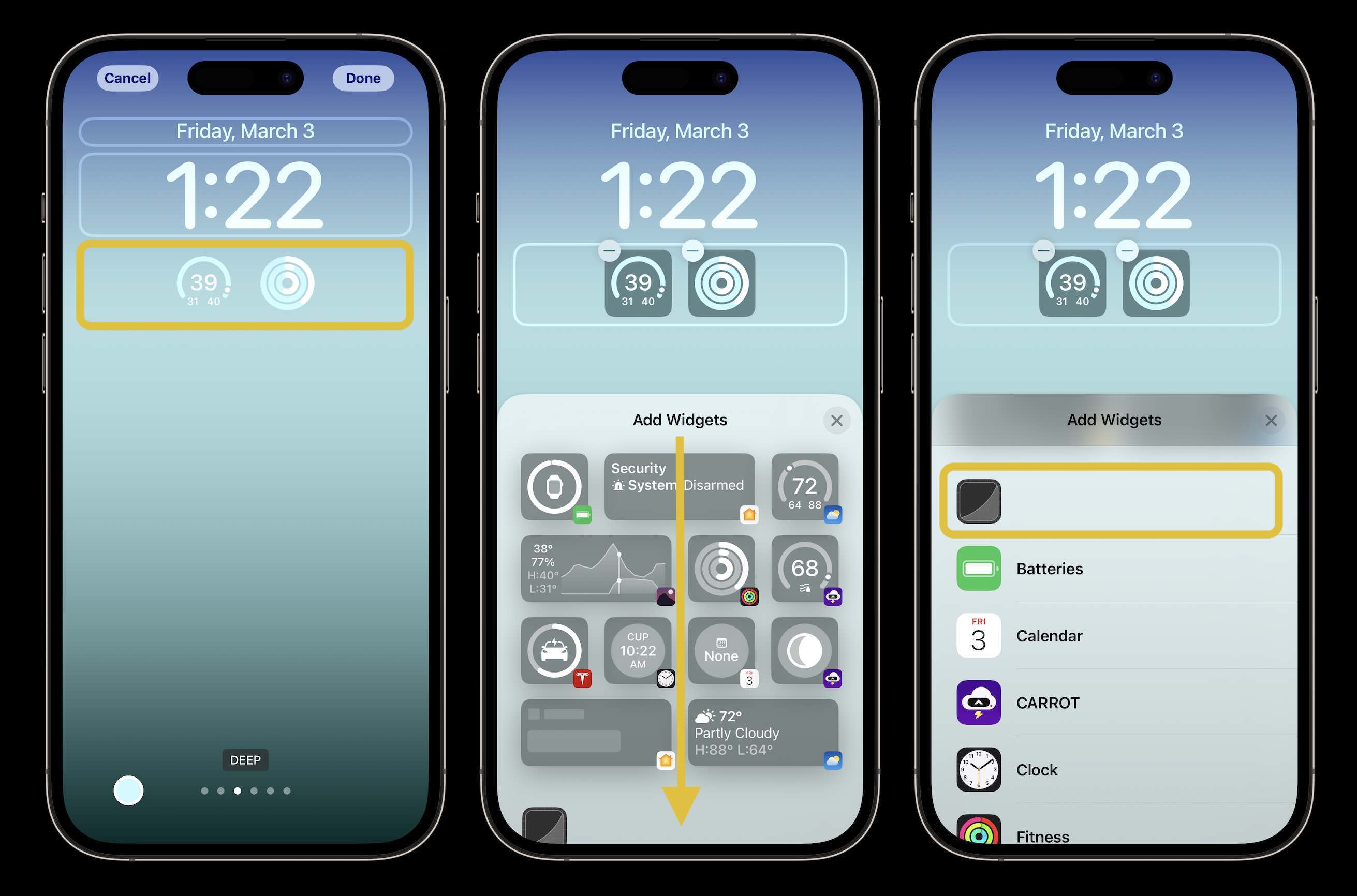 iPhone 2'de görünür kilit ekranı widget'ları yapın