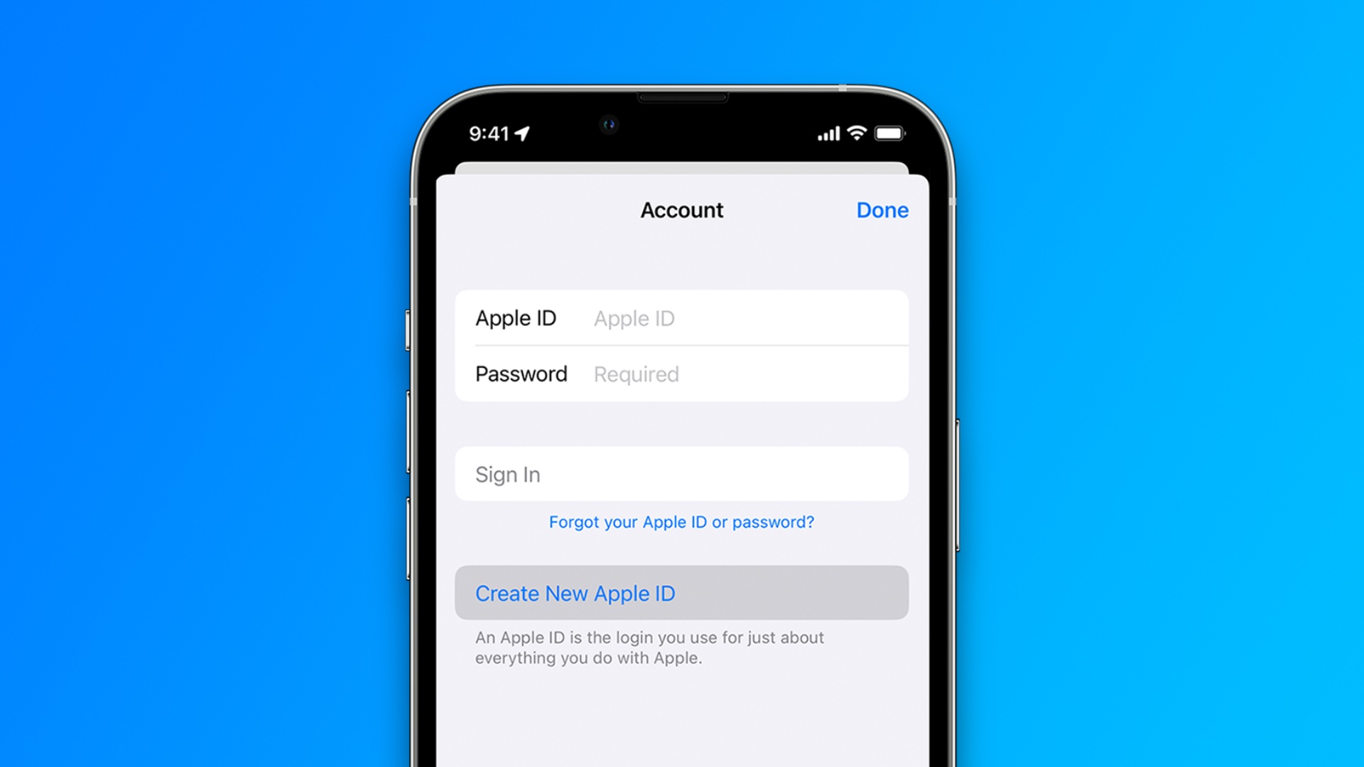 Apple id deals and password