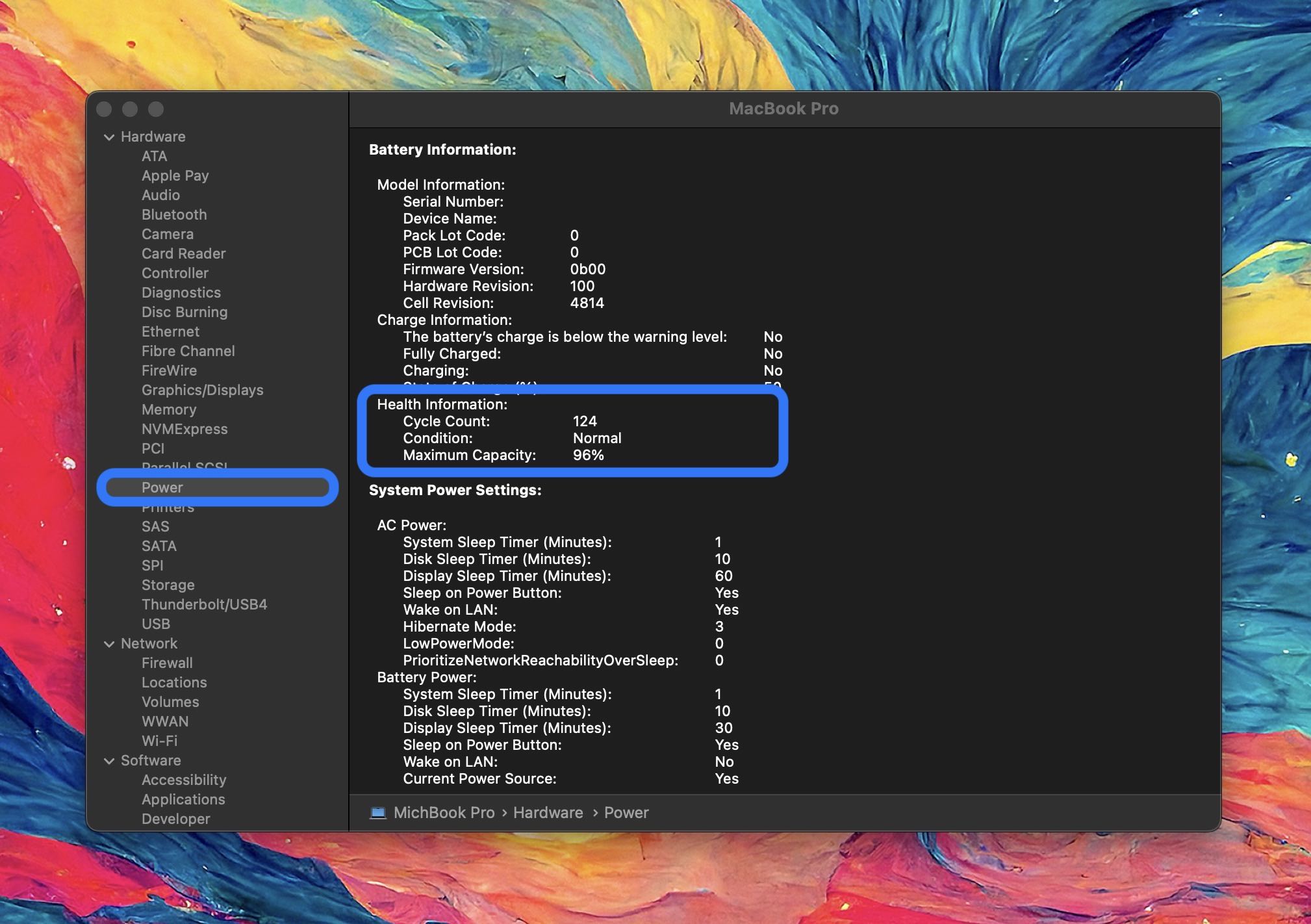 Check MacBook battery cycle count 3